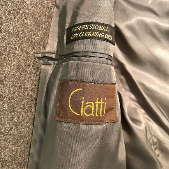 Ciatti Men's Cashmere Wool Blend Overcoat 42 LONG Full Length Charcoal Gray - Picture 10 of 14